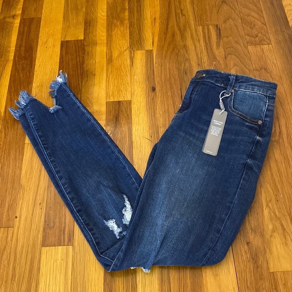 Tractr Girls Blue Ripped Mid Rise Jeans Size 16